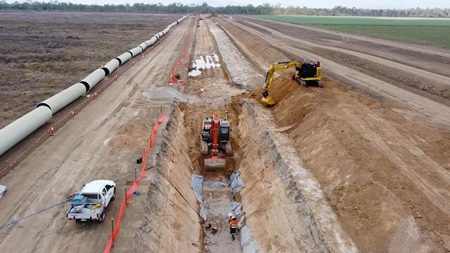 Pipes being laid for the 28km second stage of the Haughton Pipeline project. Picture: Supplied.