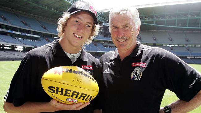 A young Dale Thomas with Mick Malthouse, after he was drafted in 2005.