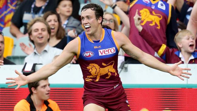 Lewis Taylor celebrates a goal against West Coast. Picture: Darren England.