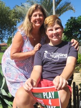 Jake’s mother Nyky, with Jake, at their Lighthouse Beach home in Port Macquarie