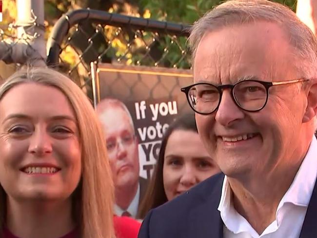 Opposition leader Anthony Albanese in the seat of Higgins in Victoria. Picture SKY news