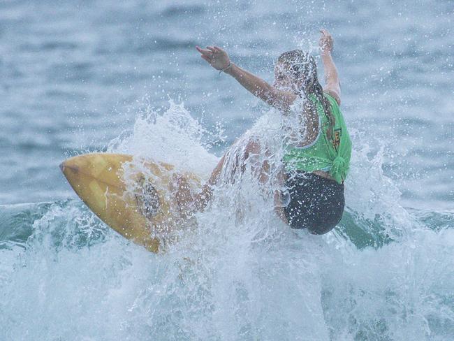 Early Saturday heats of The Burleigh Heads Boardriders Single Fin Festival. Picture: Glenn Campbell