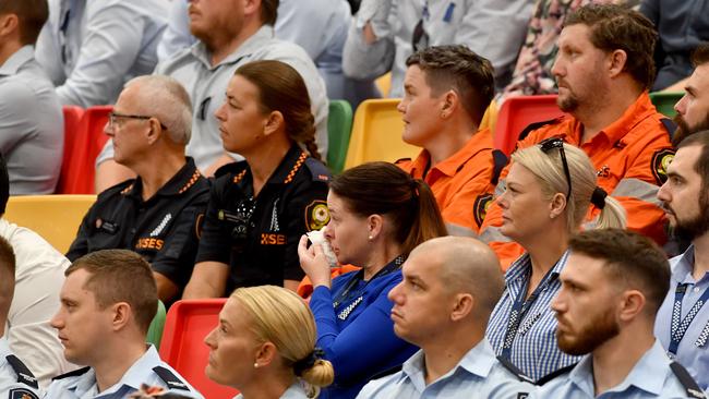 Police memorial serive fro Constable Rachel McCrow and Constable Matthew Arnold at the Townsville Stadium. Picture: Evan Morgan