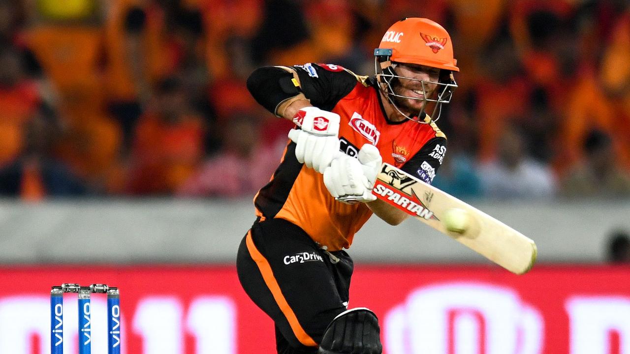 Warner in action for Sunrisers Hyderabad in 2019. (Photo by NOAH SEELAM / AFP) /