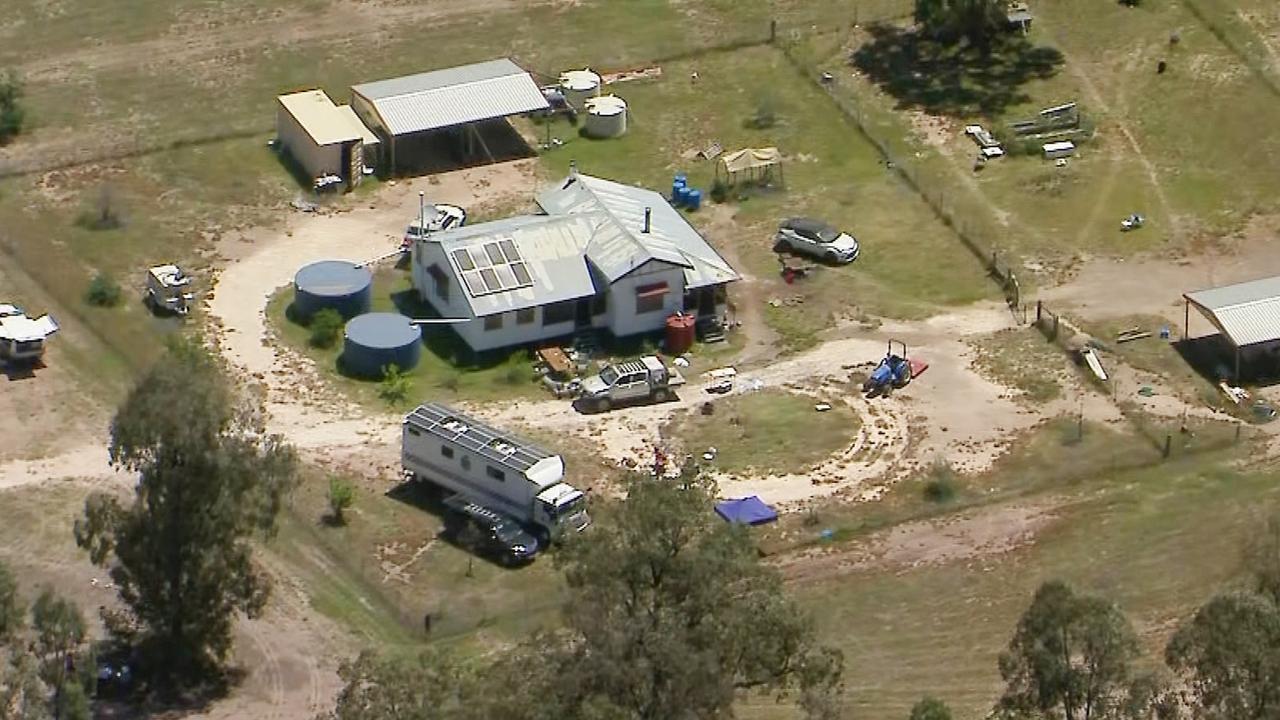 Aerial vision of the crime scene at Wieambilla. Picture: 9 News.