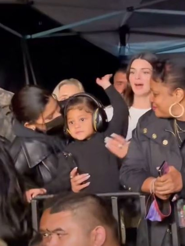 Kylie, Stormi and Kendall Jenner at the Astroworld festival.