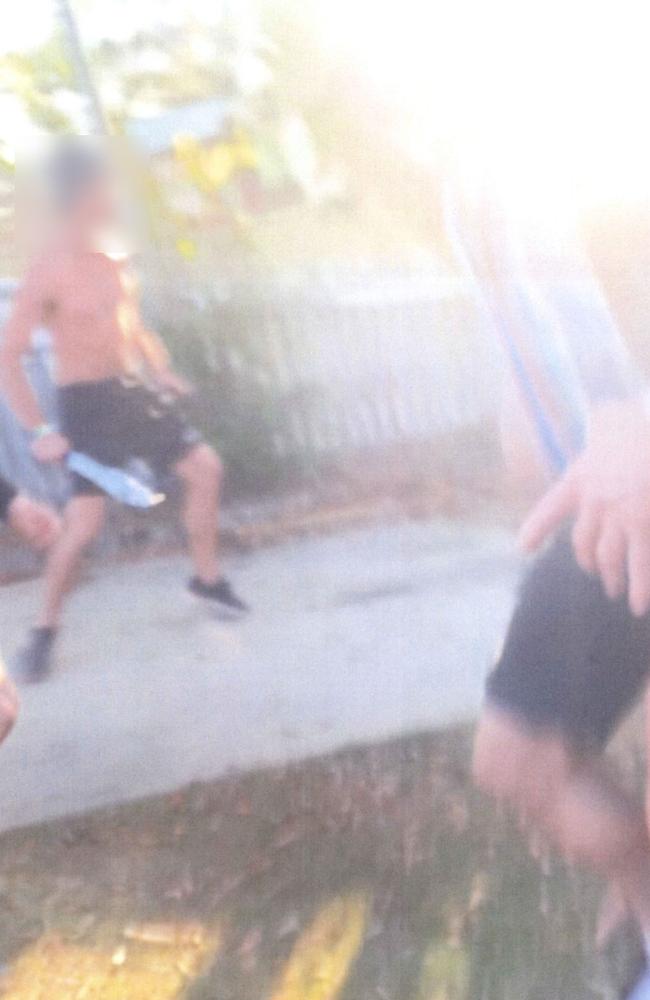 The moment Gympie boxer Danny Hawkins was allegedly stabbed at his Parsons Rd property was captured in pictures and video tendered to Gympie Magistrates Court.