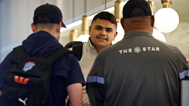 Mitchell arriving at training camp. Picture: Adam Yip