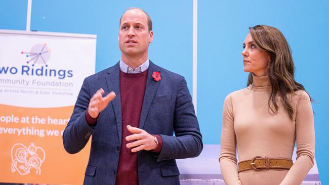 Britain's Catherine, Princess of Wales and Britain's Prince William, Prince of Wales speak during a visit to The Street. Picture: AFP