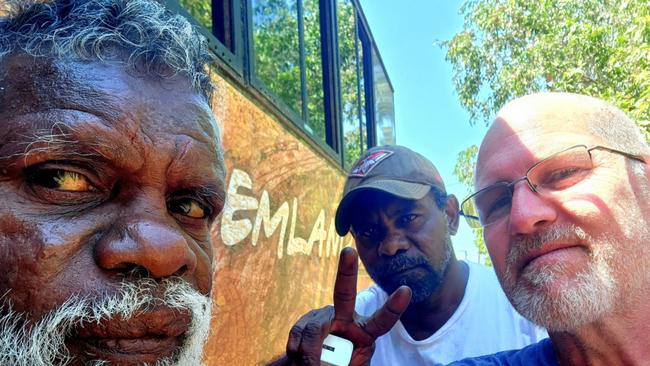 Michael Narlburlburl Shaun Narmarnyill and Tim Neilson of Top End Day Tours. Picture: Supplied.