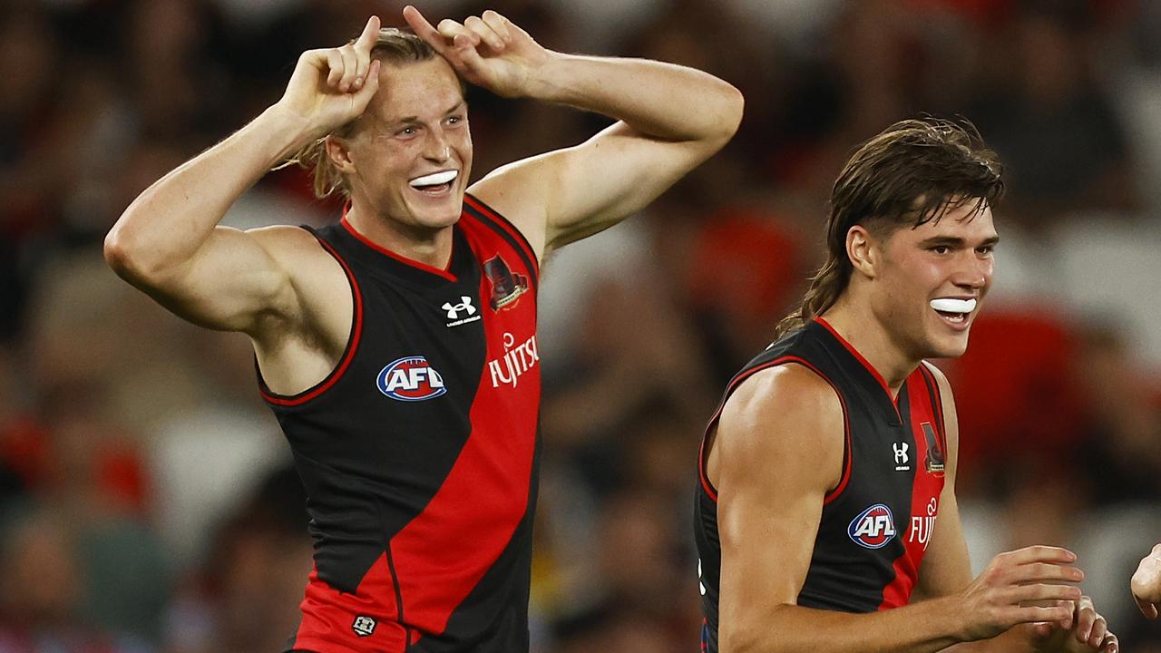 Bomber Mason Redman’s blossoming into a valuable defender. Picture: Getty Images