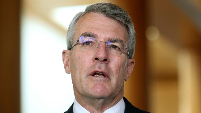 Shadow Attorney-General Mark Dreyfus and Leader of the Opposition in the Senate Penny Wong holding a doorstop on proposed amendments to the marriage equality bill at Parliament House in Canberra.