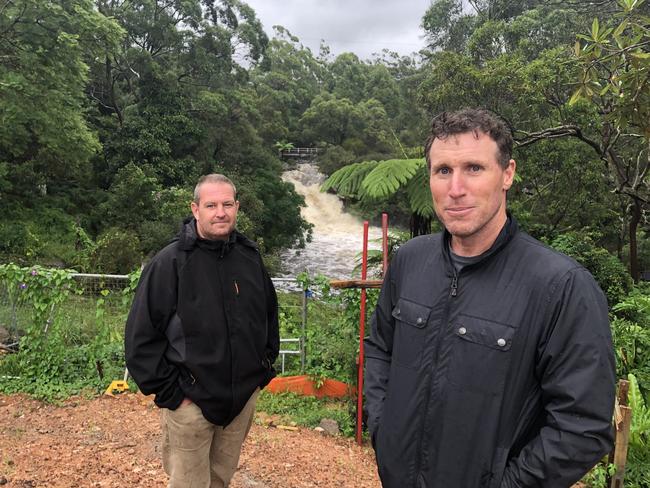 Campbell Parade, Manly Vale, neighbours Brad Collins and Rob Marshall. Picture: Jim O’Rourke