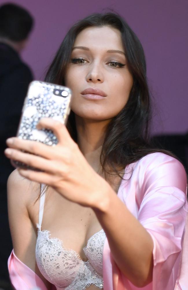 If you don’t take a selfie, did it even really happen? Bella Hadid backstage at the Grand Palais. Picture: AFP                         Highlights from the Victoria's Secret Fashion Show