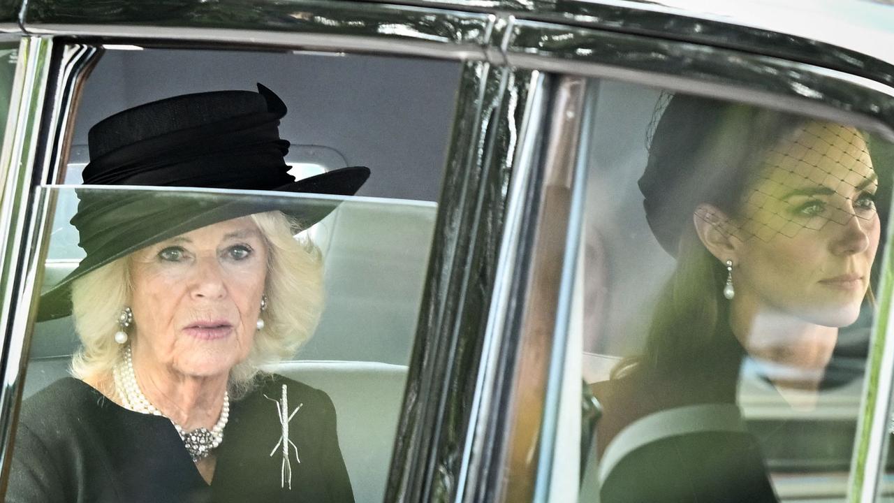 Camilla and Kate arrived in one car … Picture: Carl De Souza/AFP