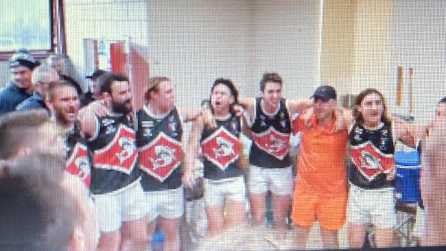 Bonbeach players sing the song after their win.