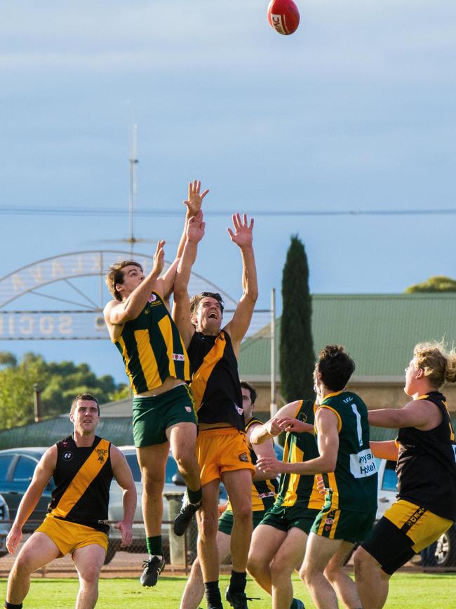 Balaklava Football Club in action against United during an Adelaide Plains Football League match in 2019. Picture: Ethan Allen