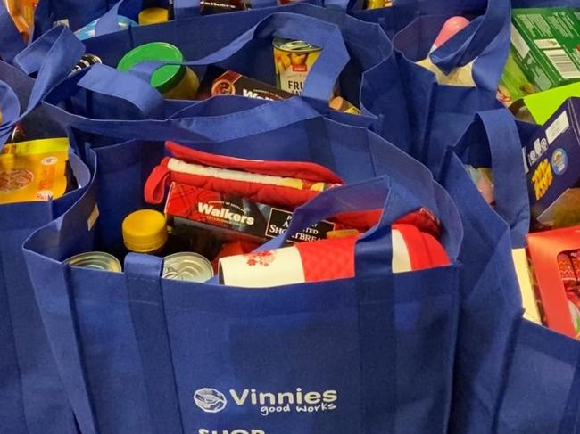 NT Vinnies will deliver 450 hampers to Territory families doing it tough complete with Christmas essentials, food and presents. Picture: Talara McHugh