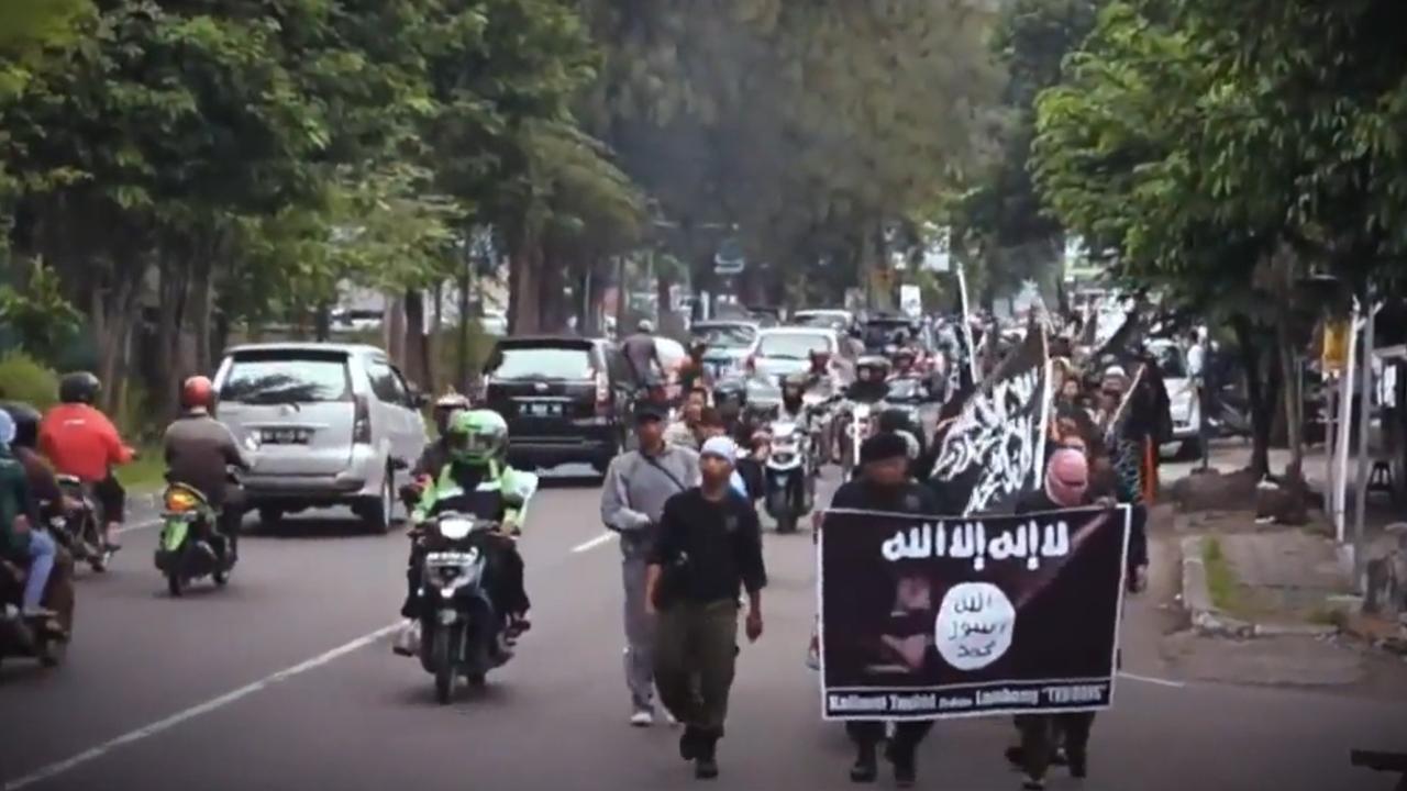 Protests on the streets of Indonesia supporting extreme Islam.