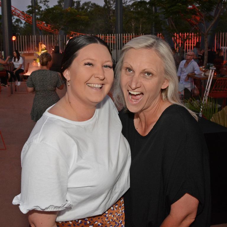 Raena Fielding and Sarah Simpson at opening of Steel Taipan ride, Dreamworld. Picture: Regina King