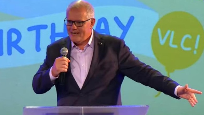 Scott Morrison speaking at the Victory Life Church in Perth.