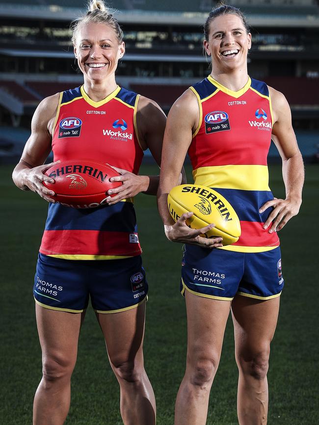 Erin Phillips and Chelsea Randall will again co-captain the Crows. Picture: Sarah Reed