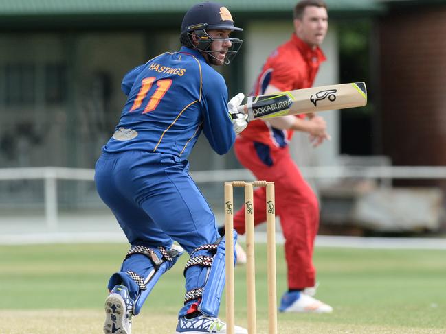 John Hastings batting for Frankston Peninsula in a T20 match against Melbourne last season.