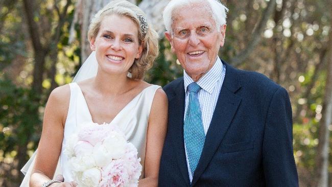 Sarah Jones on her wedding day with her grandfather Jack Jones.