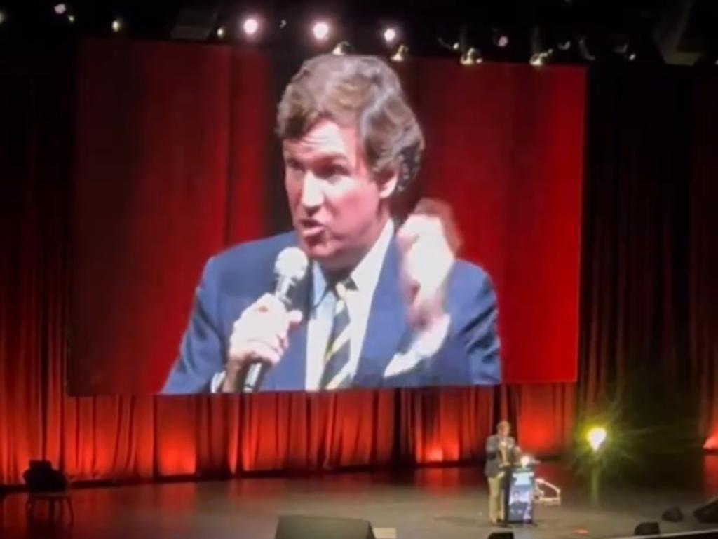 Tucker Carlson in Melbourne. Picture: X