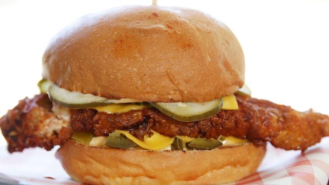 Hot Chick is the spicy chicken burger on the menu.