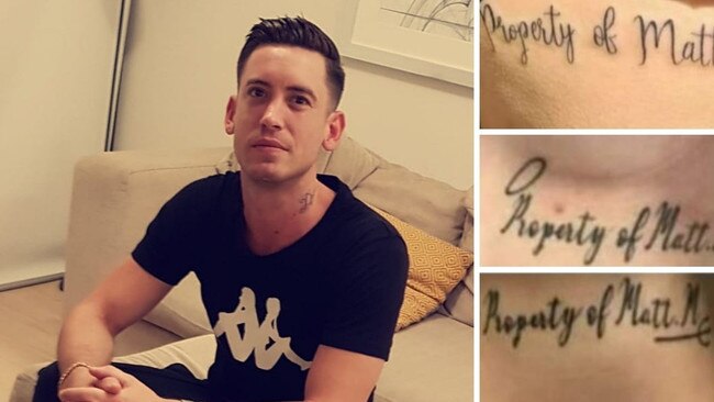 On his Facebook profile Markcrow posted a photo of the tattoos. They reads: “Property of Matt M”.