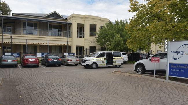 Police at Southern Cross Care’s Bucklands nursing home, Jasmeen’s workplace. Picture: SA Police