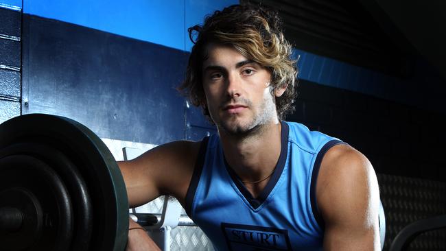 Sturt’s Brodie Grundy in the Double Blues gym before being drafted in 2012.