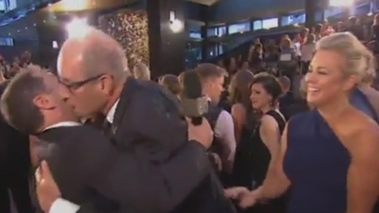 David Koch and Karl Stefanovic share an awkward moment on the Logies red carpet earlier this year. Picture: Channel 9