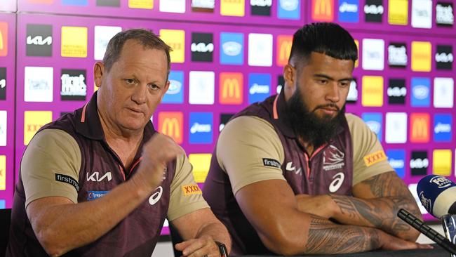 Broncos Coach Kevin Walters has praised the development of Haas, admitting the enforcer has been brave in playing through his personal dramas. Picture: Courier Mail.