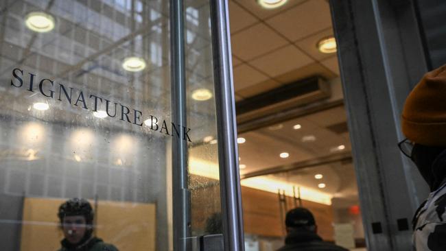 Signature Bank in the US was the third bank to collapse. Picture: Ed Jones/AFP