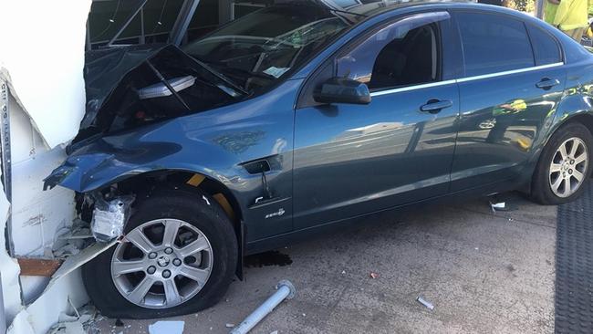 The vehicle came to a halt when it smashed into the Aussie Homeloans store.