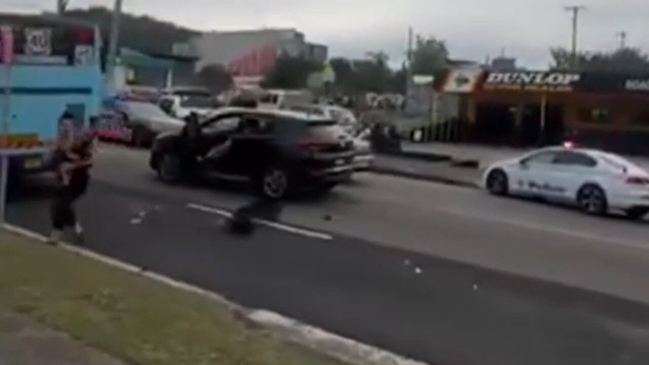 The car allegedly rammed a bus on the NSW Central Coast.