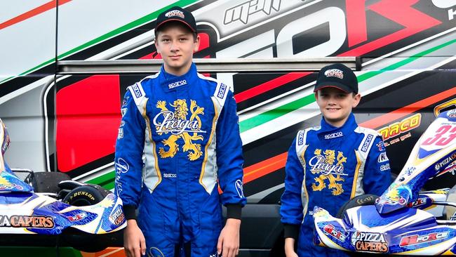 Jack and Riley Hotter will compete in karting’s Race of Stars. Photo: Supplied