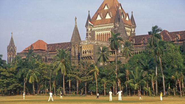 Cricket practice in front of the high court in Mumbai.