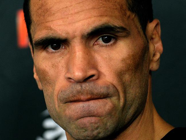 Anthony Mundine at yesterday's press conference ahead of tonight's junior middleweight showdown at Newcastle Entertainment Centre against Joshua Clottey. Picture by Peter Lorimer.