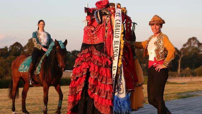 Esther Mckay (right) and daughter Alice O'Brien with a horse called Gent. Picture: Ian Svegovic