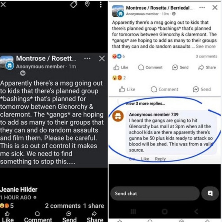 Social media posts claiming knowledge of plans for violence on Wednesday.
