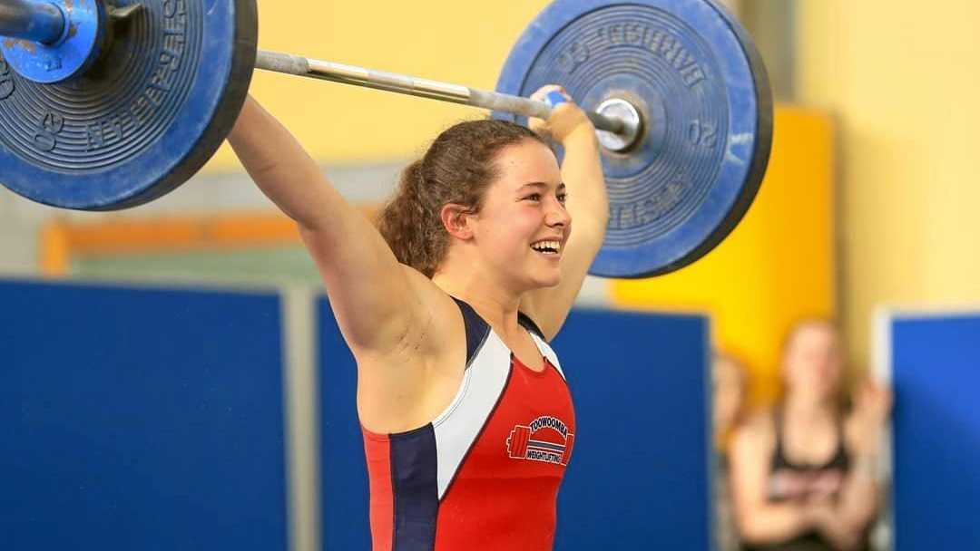 GOOD LIFT: Tori Gallegos is all smiles after a successful lift. The Glennie student recently won the the Queensland Weightlifting Association U15/17 State Championships. Picture: Monica Huddleston