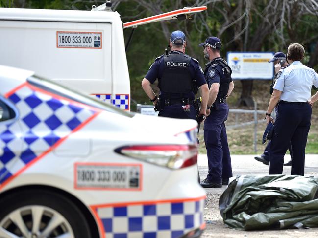 A crime scene has been set up at the Loam Island Boat ramp in Rasmussen. PICTURE: MATT TAYLOR.