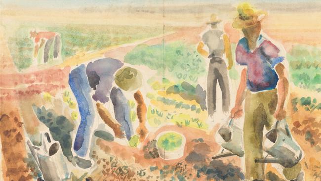 Internees tending vegetable gardens at Hay, 4 April 1941 by Erwin Fabian