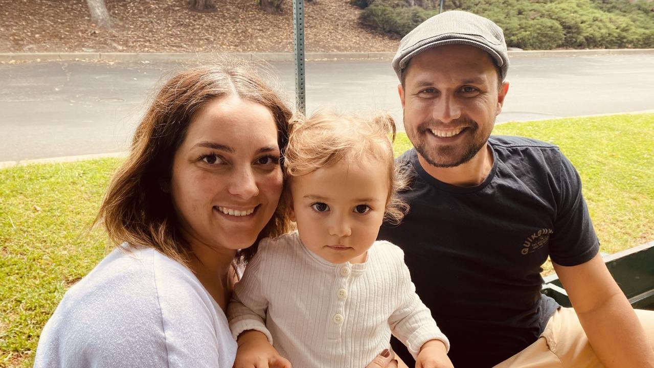 Cotton Tree Beach Bar co-owner Katelyn Giles, left, and co-owner Jonny Giles, right, with their daughter Mahlia, 2.