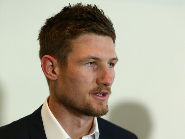 Australian cricketer Cameron Bancroft at the press conference in Perth on Thursday.