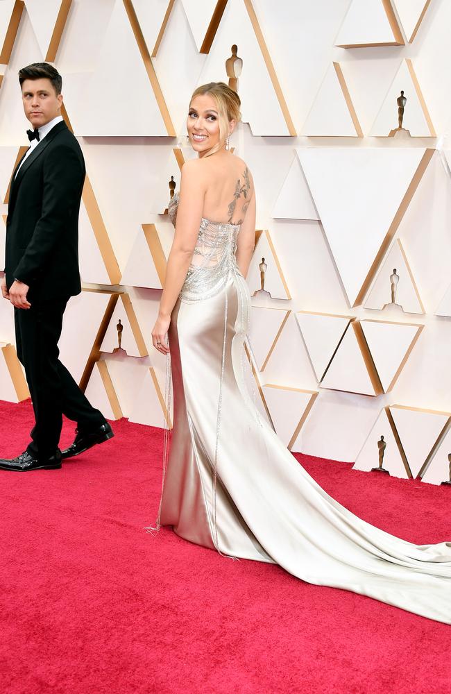 The actress brought her fiance, SNL star Colin Jost, as her date. Picture: Amy Sussman/Getty Images