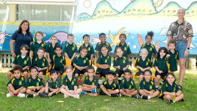 Mackay Central State School Prep Back row: Teacher Aide Mrs Jane Tolentiono, Leja, Archie, Kika, Aiden, Reman, Zion, Kaviru, Fay, Teacher: Ms Naomi Cage Middle row: Liam, Santiago, Rushikesh, Nathaniel, Roselin, Trevahn, Harper, Memphis Front row: Coen, Jehrrald, Gavin, Avah, Jack, Erwan, Afnaan, Jehrrold, Angelique Picture: Michaela Harlow.